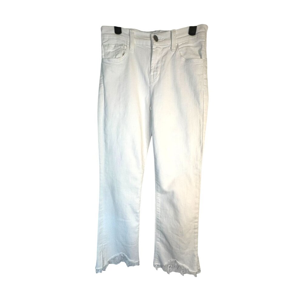 J Brand Selena Size 24 White Cropped Jeans With Lace Hem